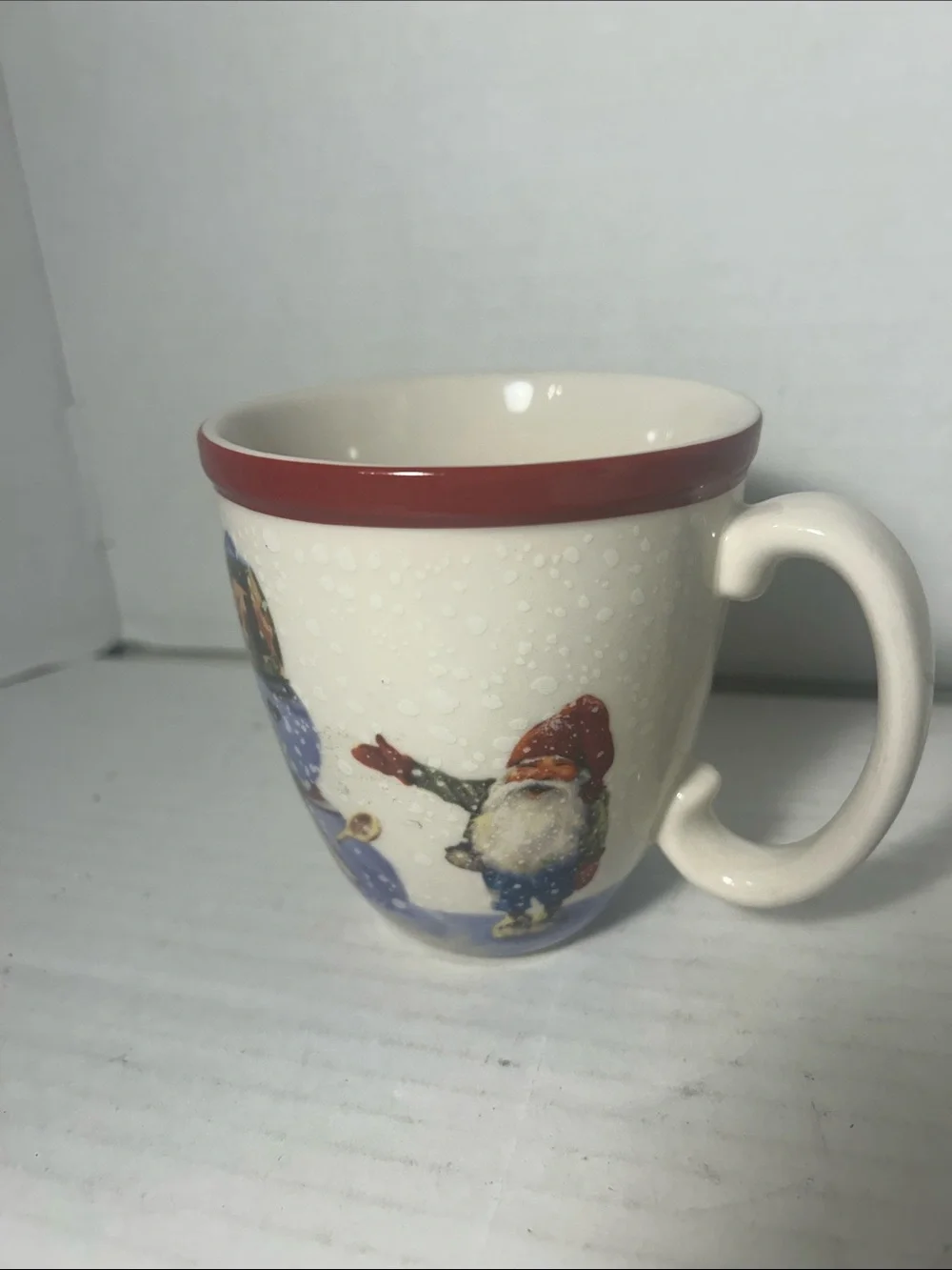 Williams Sonoma Red-Trim Snowman Holiday Ceramic Mug
